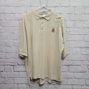 VTG Sea Palms‎ by Hartwell Bunny Polo Shirt Mens L 100% Cotton Knit Y2K Retro